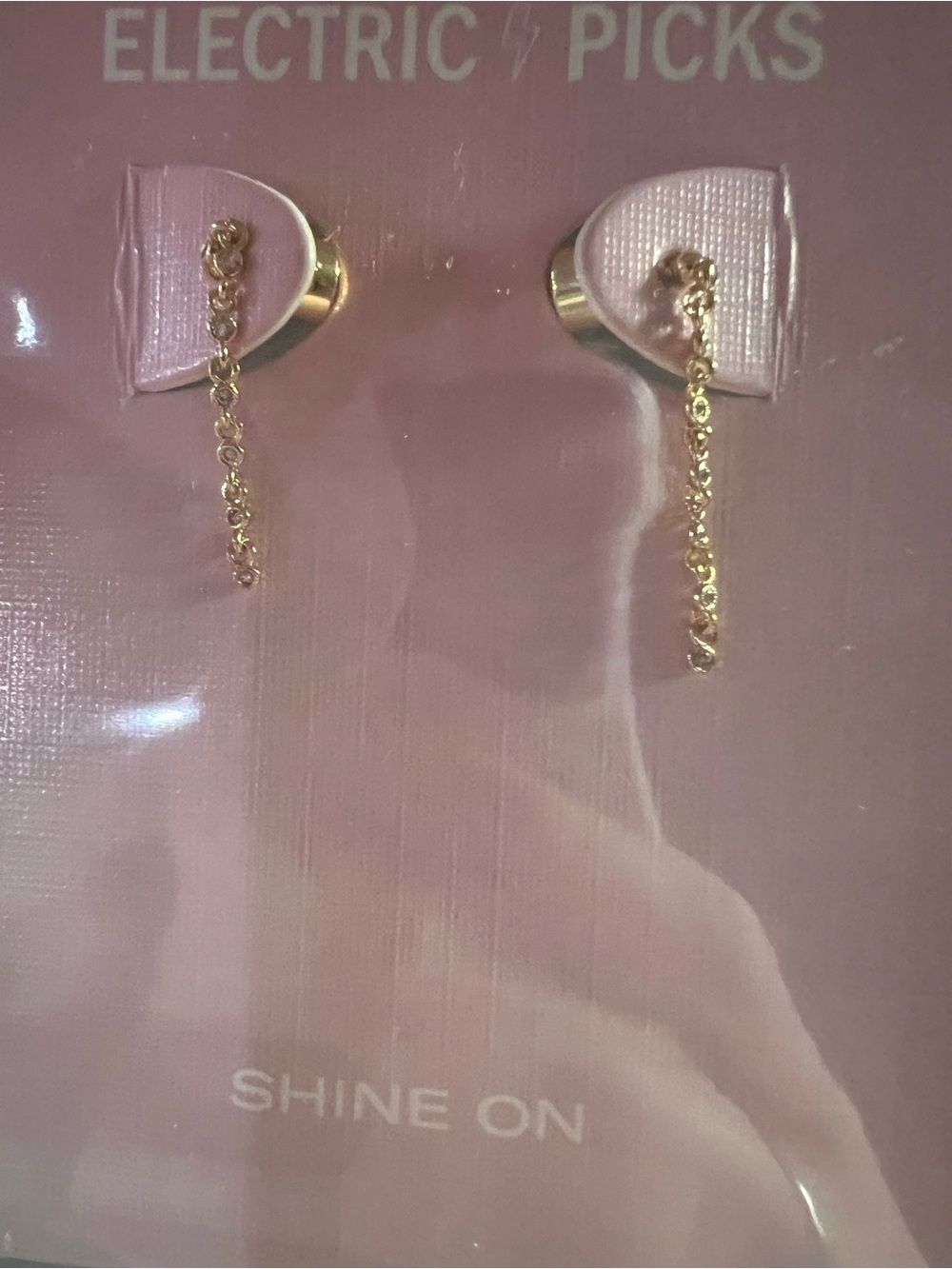 Electric Picks Gold Chain Drop Earrings - Picture 2 of 3